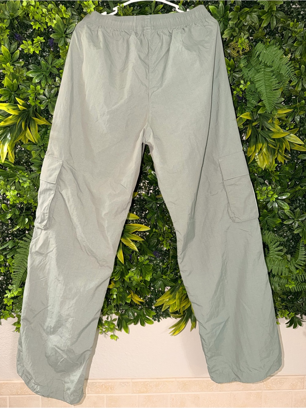 adidas Sage Green Cargo Track Pants with White Stripes - Picture 4 of 5